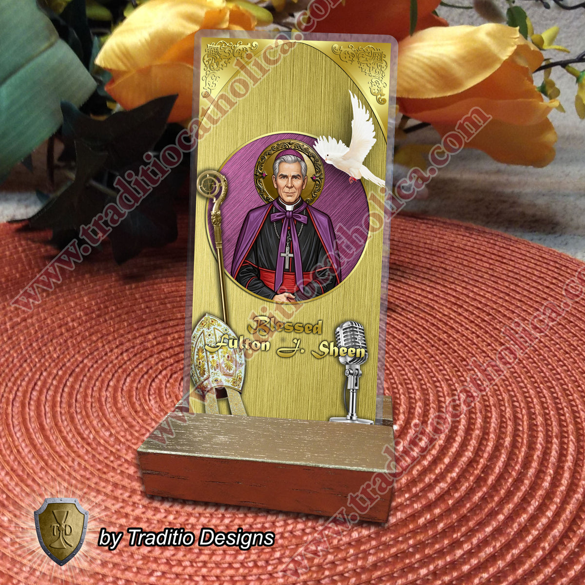 Bl. Fulton J. Sheen Prayer Card | Infant Health, Heart Relief & Broadcasters | Laminated Round Icon Design