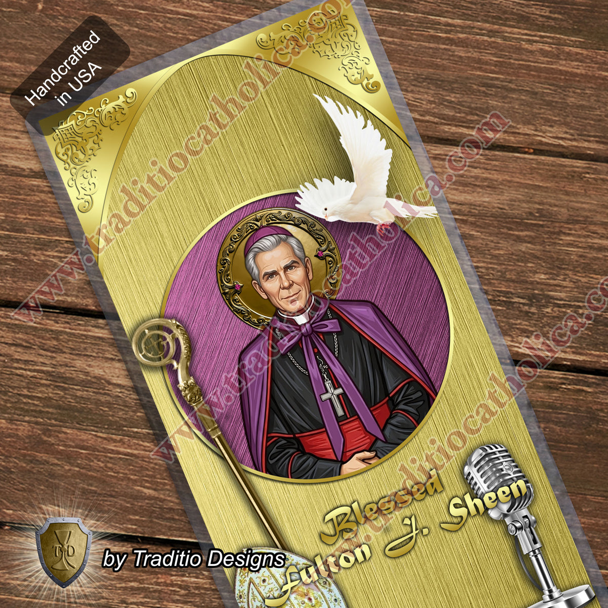Bl. Fulton J. Sheen Prayer Card | Infant Health, Heart Relief & Broadcasters | Laminated Round Icon Design