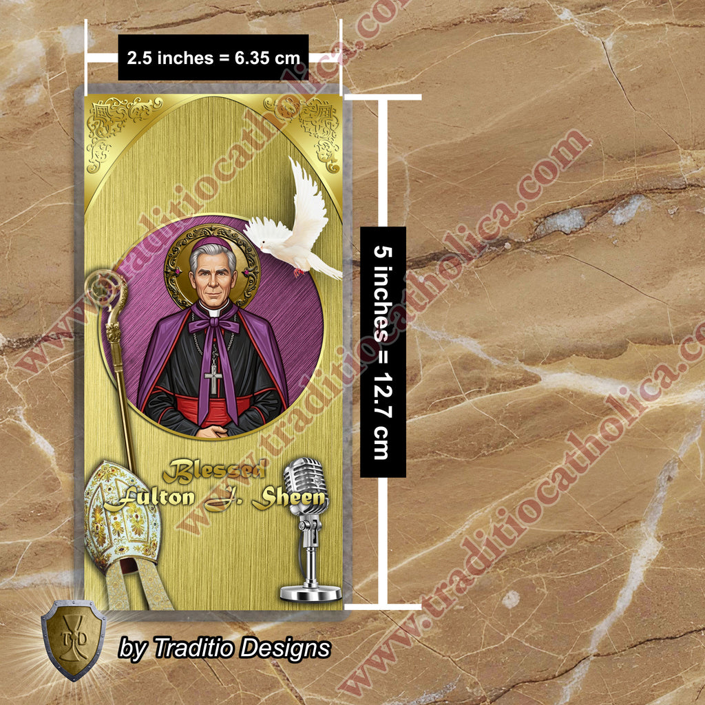 Bl. Fulton J. Sheen Prayer Card | Infant Health, Heart Relief & Broadcasters | Laminated Round Icon Design