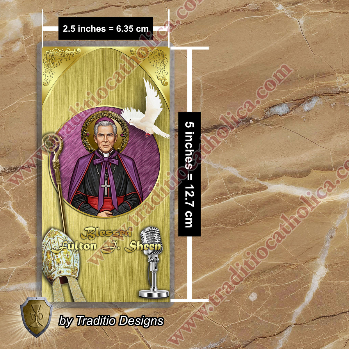 Bl. Fulton J. Sheen Prayer Card | Infant Health, Heart Relief & Broadcasters | Laminated Round Icon Design