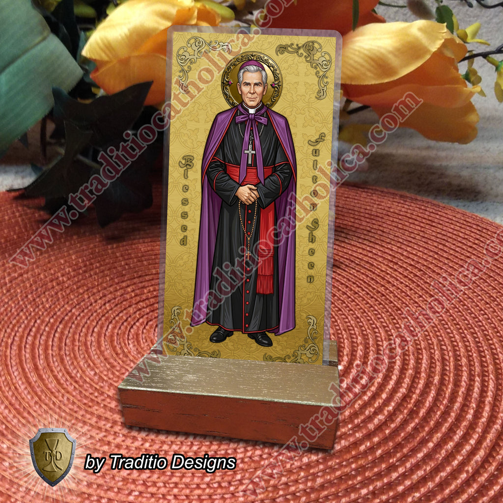 Bl. Fulton J. Sheen Prayer Card | Infant Health, Heart Relief & Broadcasters | Laminated Full Icon Design