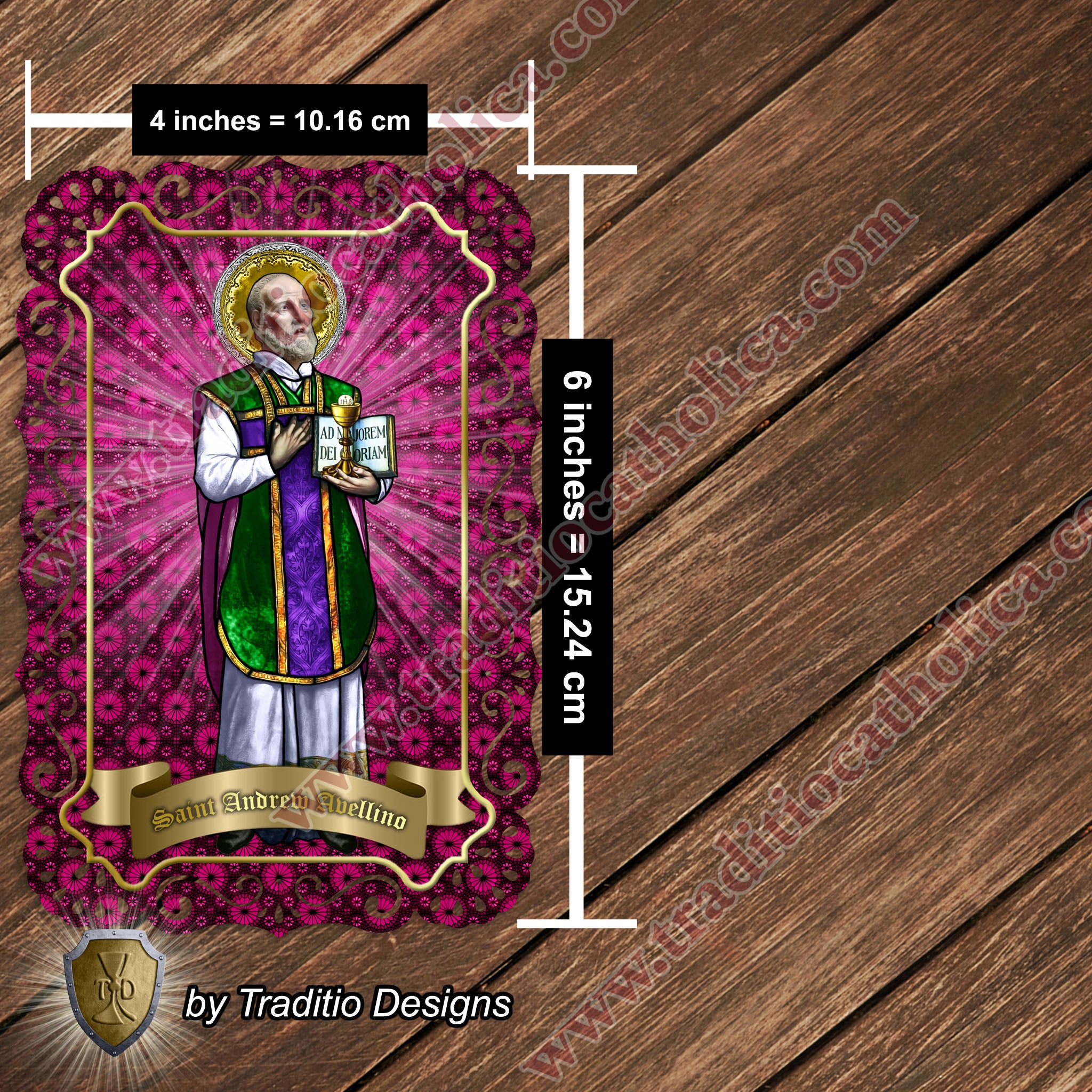 St. Andrew Avellino, Patron of Stroke Victims - Catholic prayer holy card - Handcrafted Lace card