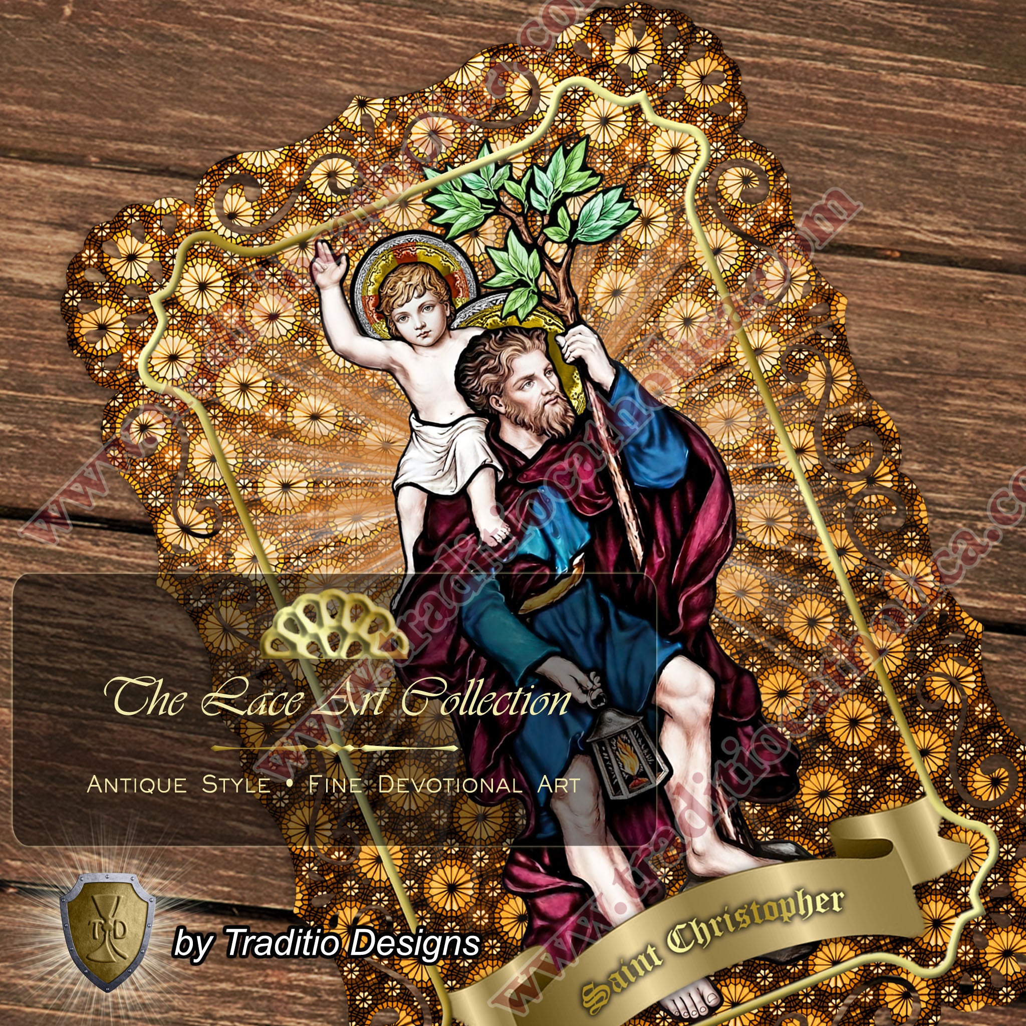 St. Christopher | Safety in Travel, Protection from Storms & Physical Strength | 4x6 Lace Card Edition