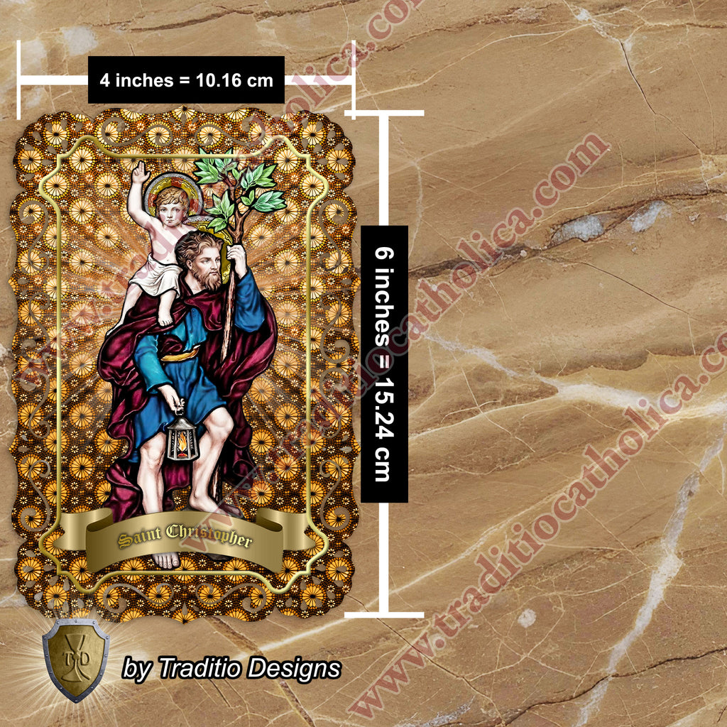 St. Christopher | Safety in Travel, Protection from Storms & Physical Strength | 4x6 Lace Card Edition