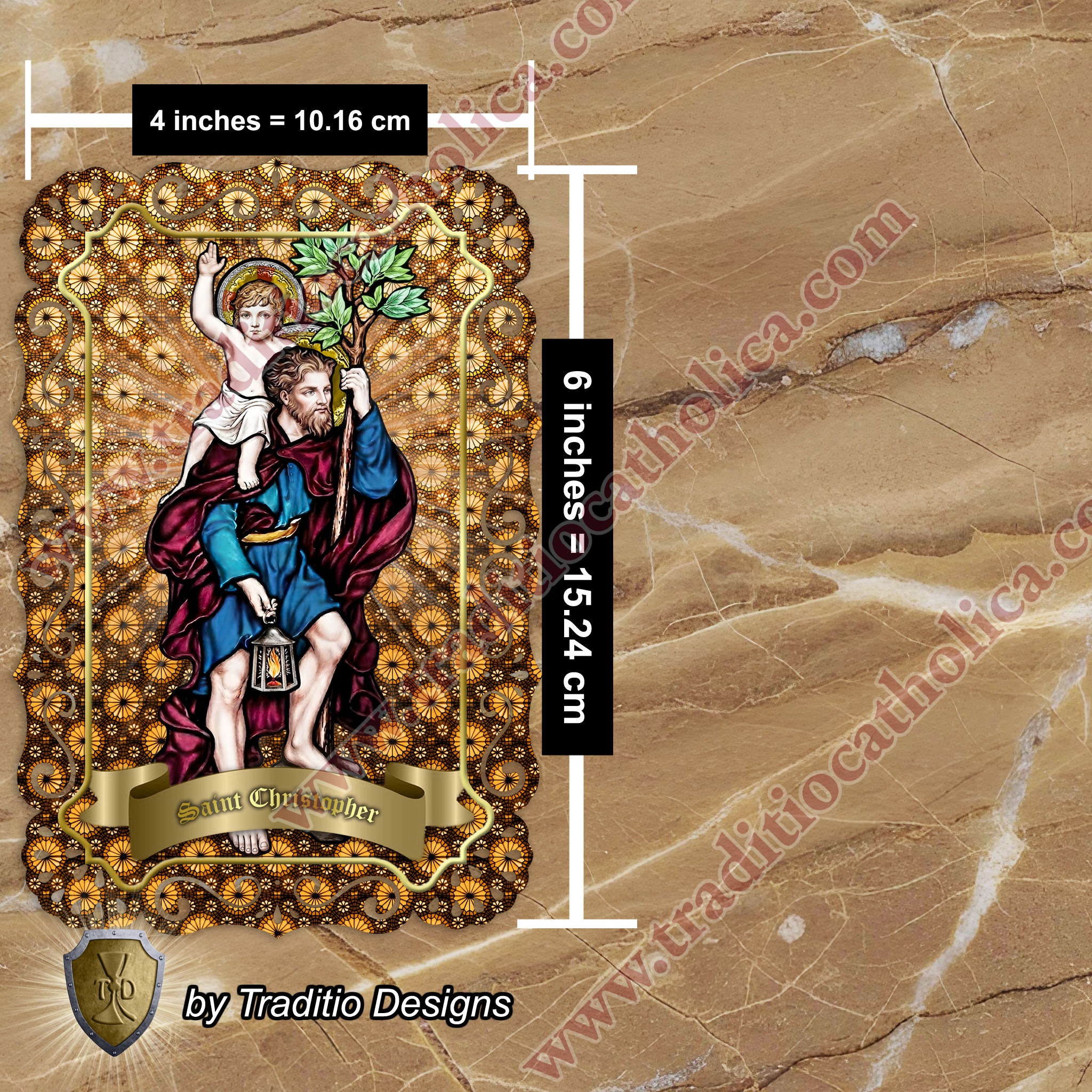St. Christopher | Safety in Travel, Protection from Storms & Physical Strength | 4x6 Lace Card Edition