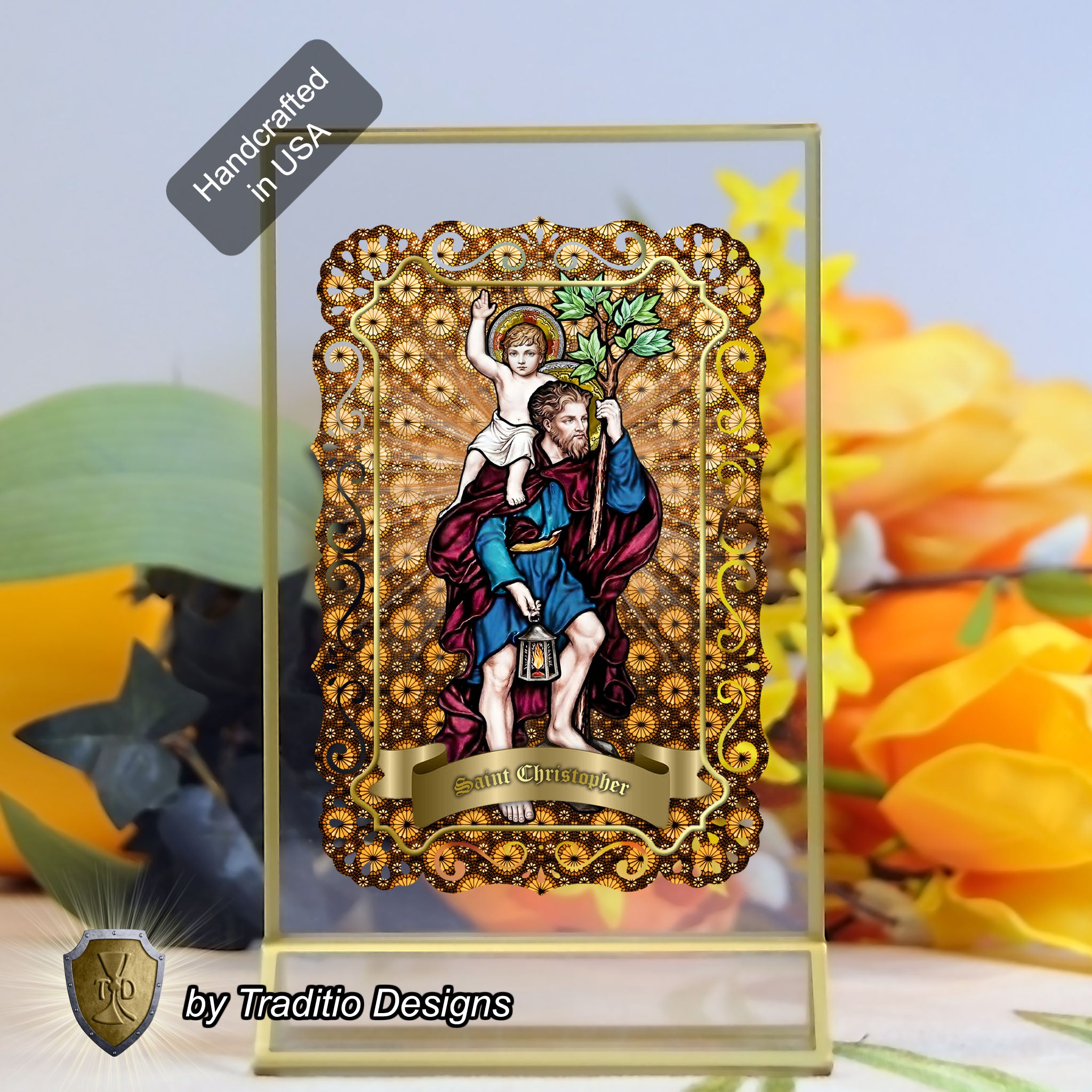 St. Christopher | Safety in Travel, Protection from Storms & Physical Strength | 4x6 Lace Card Edition