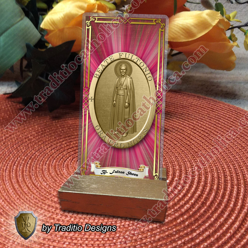 Bl. Fulton J. Sheen Prayer Card | Infant Health, Heart Relief & Broadcasters | Laminated Medal Design