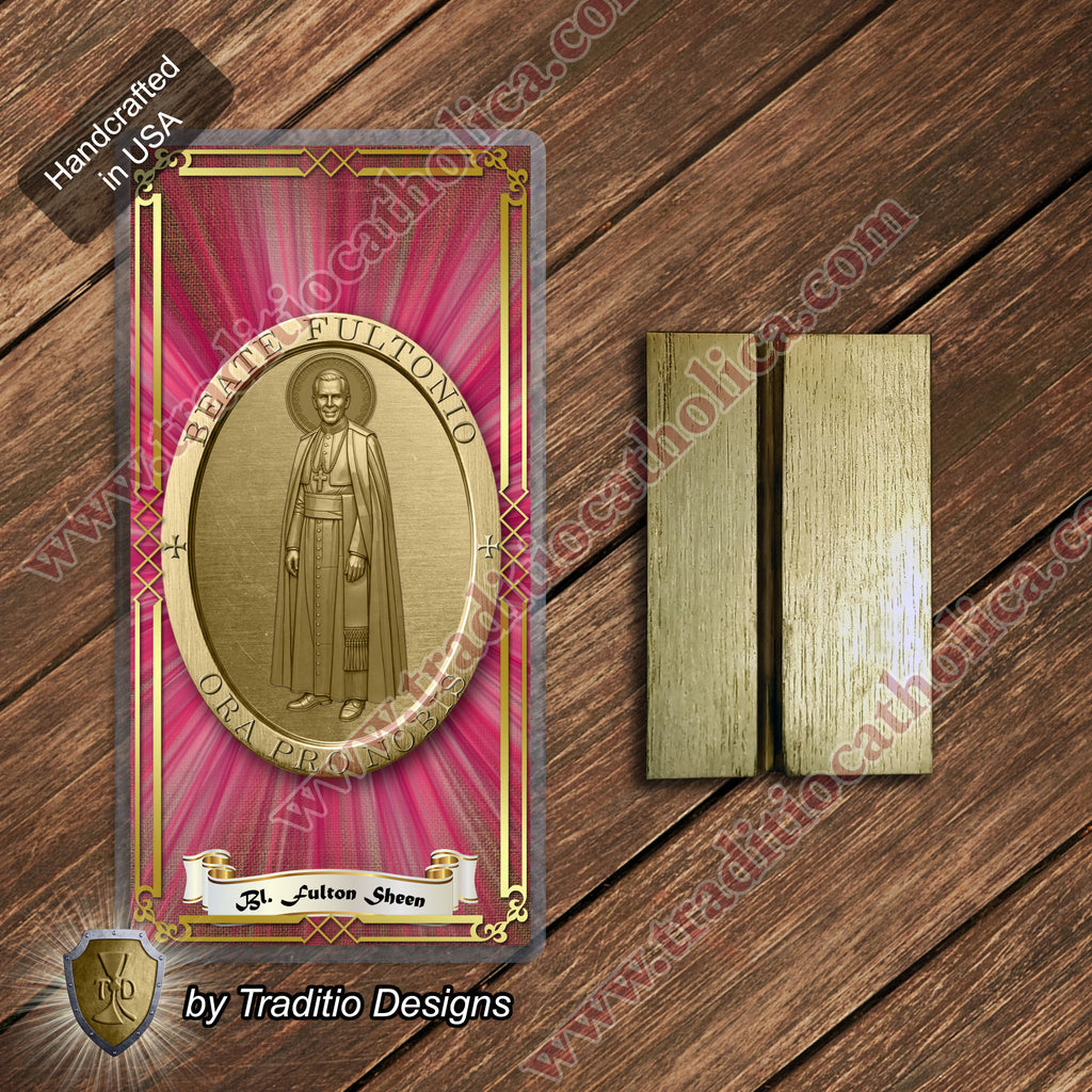 Bl. Fulton J. Sheen Prayer Card | Infant Health, Heart Relief & Broadcasters | Laminated Medal Design