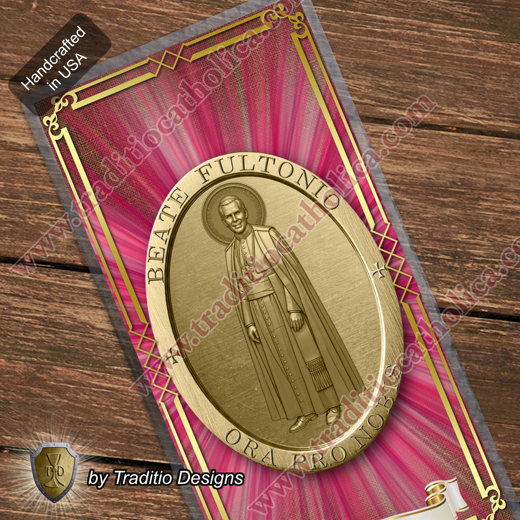 Bl. Fulton J. Sheen Prayer Card | Infant Health, Heart Relief & Broadcasters | Laminated Medal Design