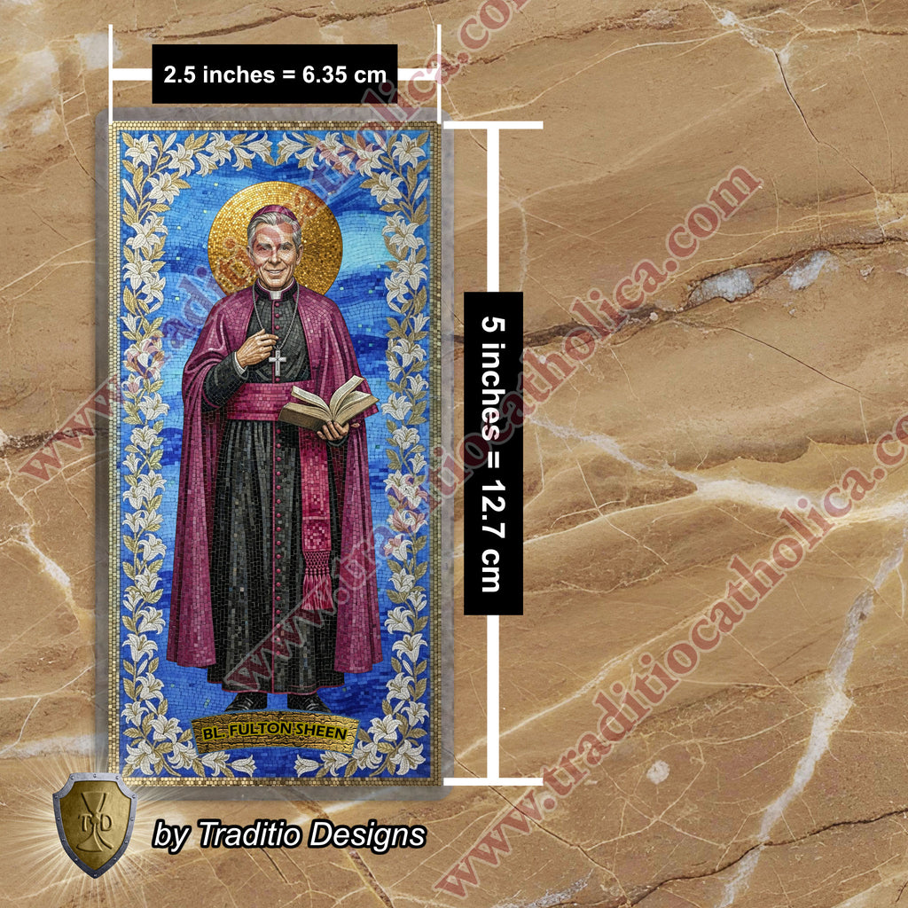 Bl. Fulton J. Sheen Prayer Card | Infant Health, Heart Relief & Broadcasters | Laminated Mosaic Design