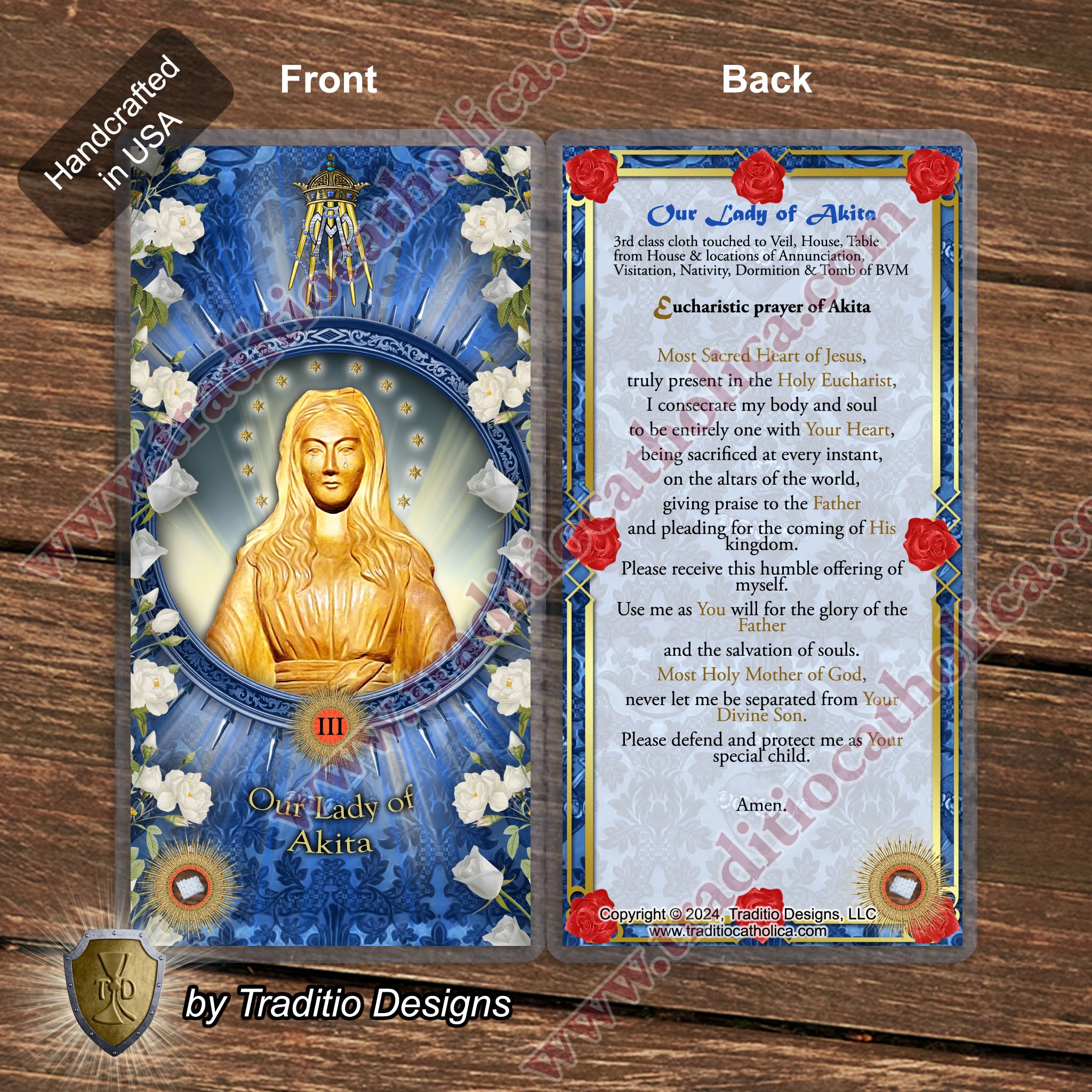 Our Lady of Akita Relic Anointing Oil | Touched to 9 Blessed Mother Relics | Oil or Card Set