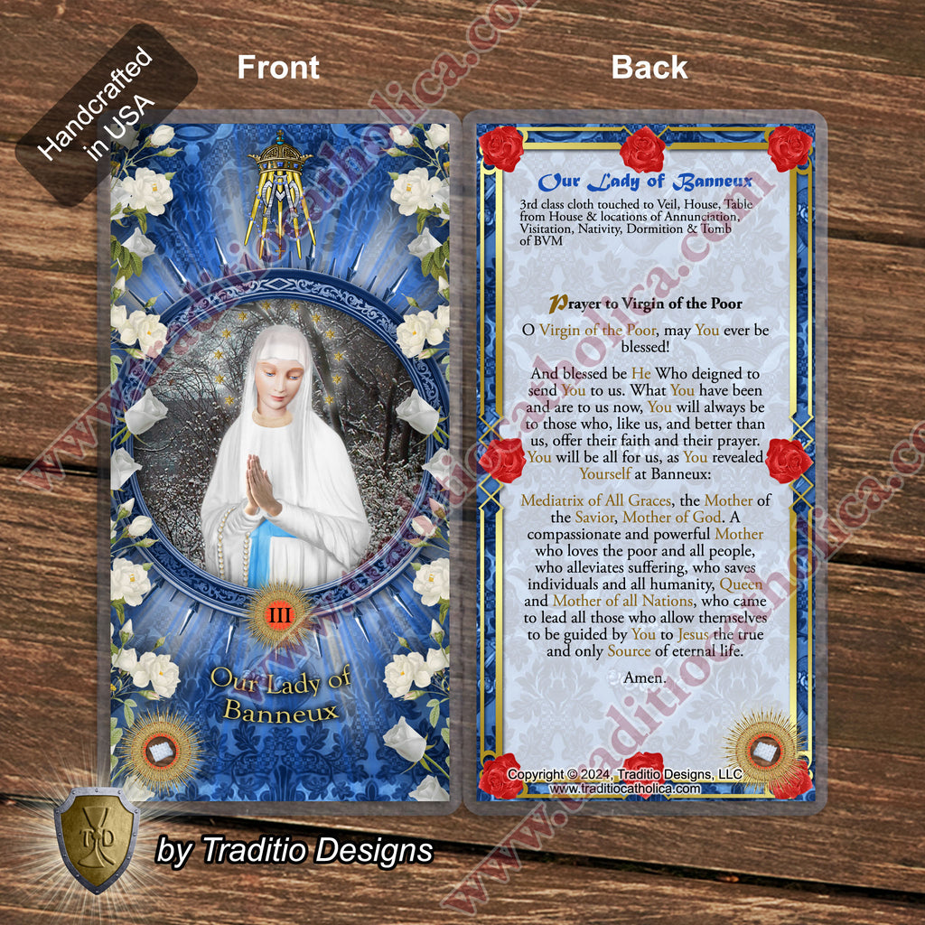Our Lady of Banneux Relic Anointing Oil | Touched to 9 Blessed Mother Relics | Oil or Card Set