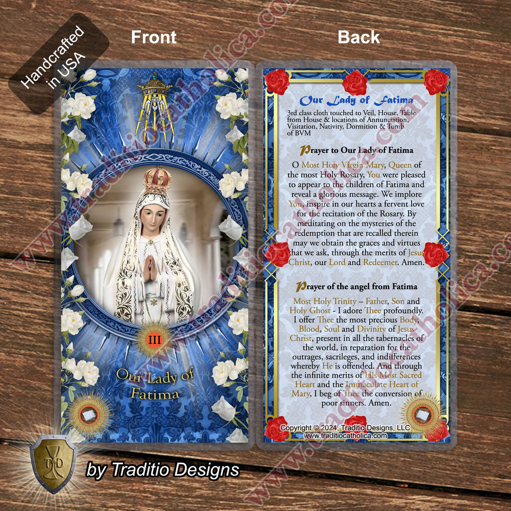 Our Lady of Fatima Relic Anointing Oil | Touched to 9 Blessed Mother Relics | Oil or Card Set