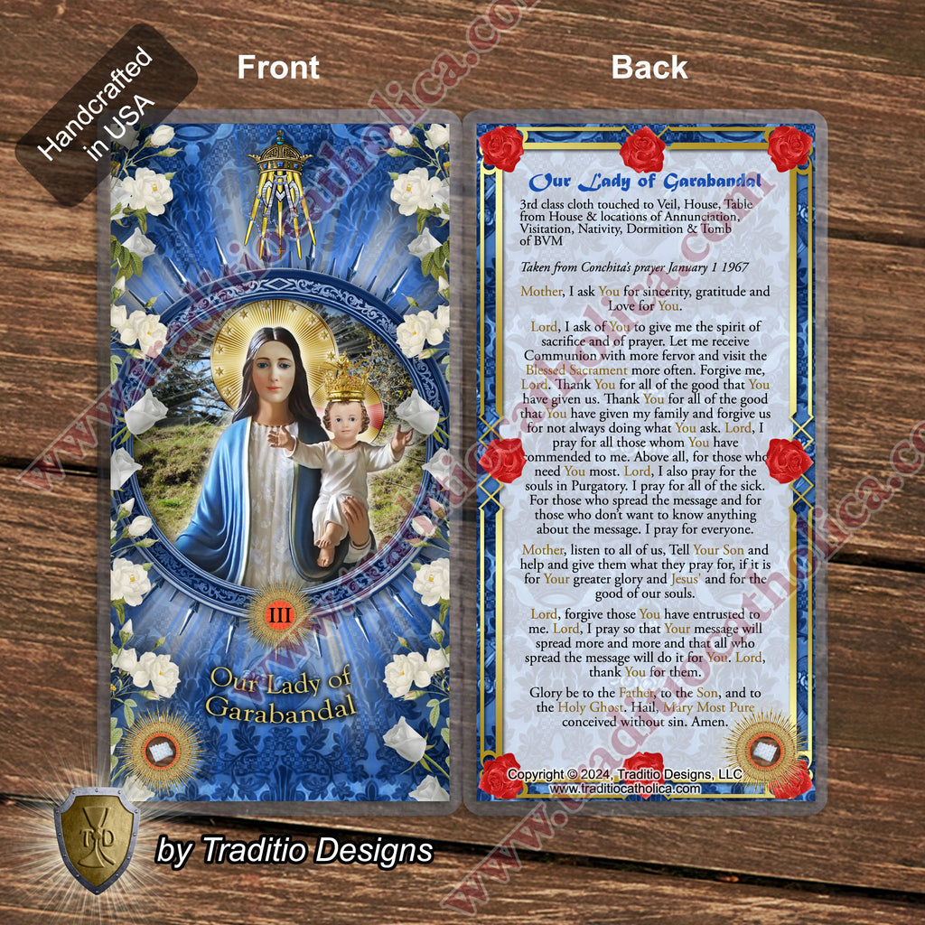 Our Lady of Garabandal Relic Anointing Oil | Touched to 9 Blessed Mother Relics | Oil or Card Set