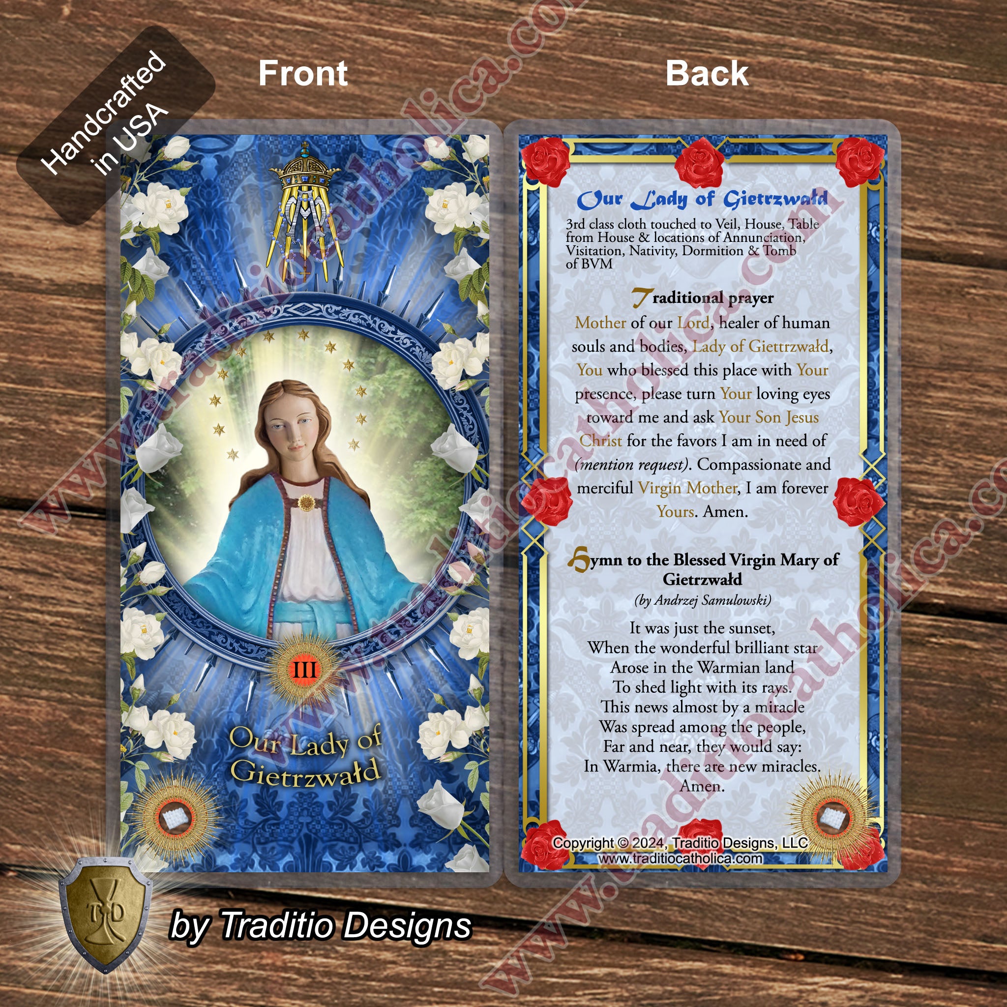 Our Lady of Gietrzwald Relic Anointing Oil | Touched to 9 Blessed Mother Relics | Oil or Card Set