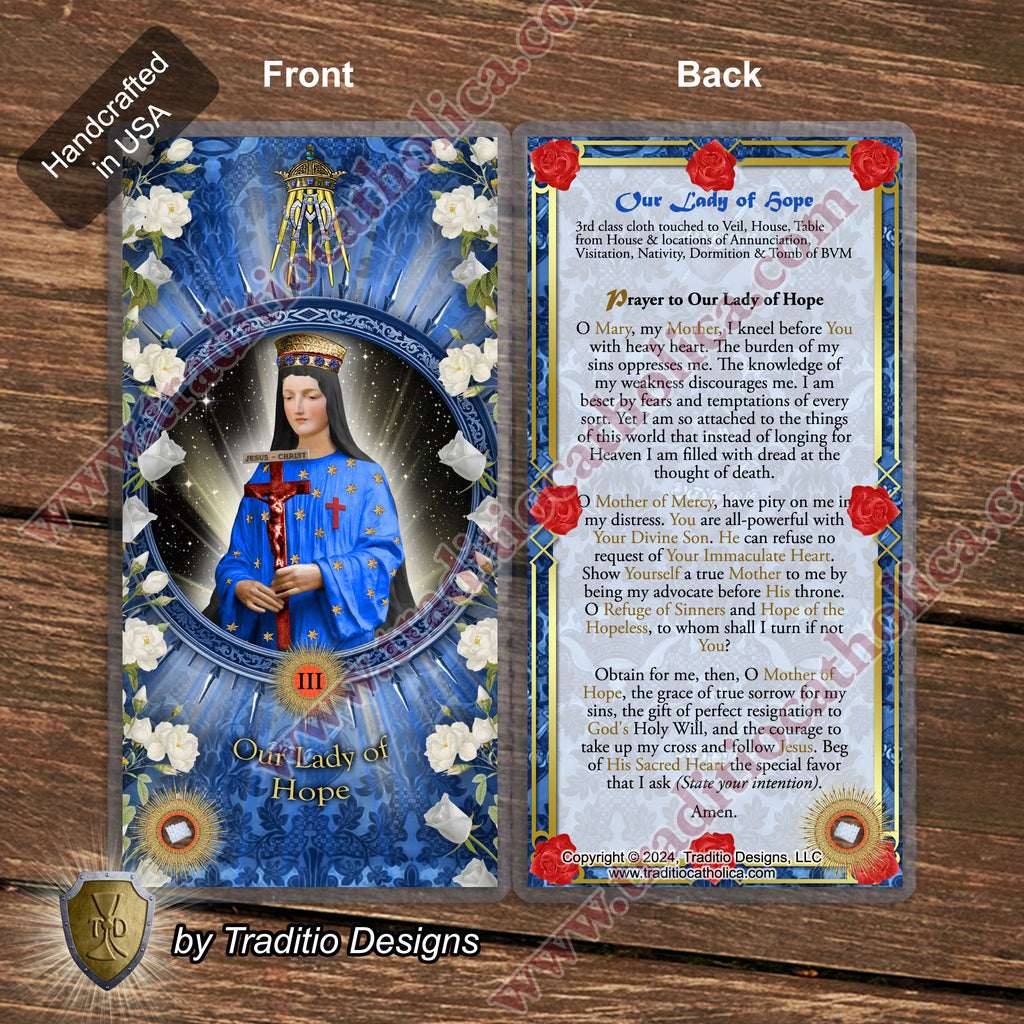 Our Lady of Hope Relic Anointing Oil | Touched to 9 Blessed Mother Relics | Oil or Card Set