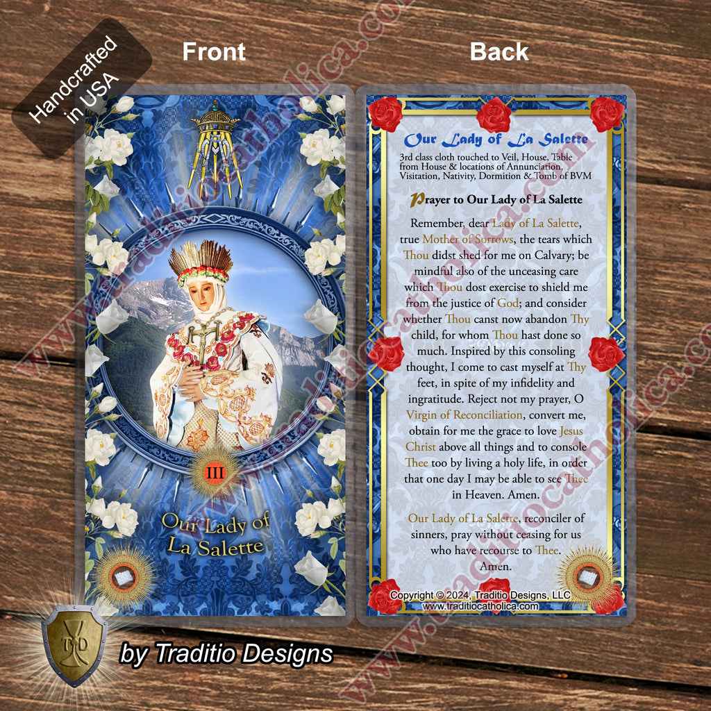 Our Lady of La Salette Relic Anointing Oil | Touched to 9 Blessed Mother Relics | Oil or Card Set