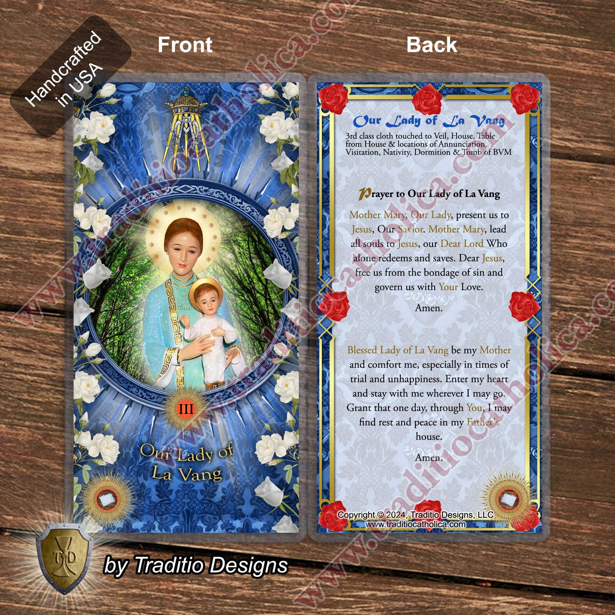 Our Lady of La Vang Relic Anointing Oil | Touched to 9 Blessed Mother Relics | Oil or Card Set