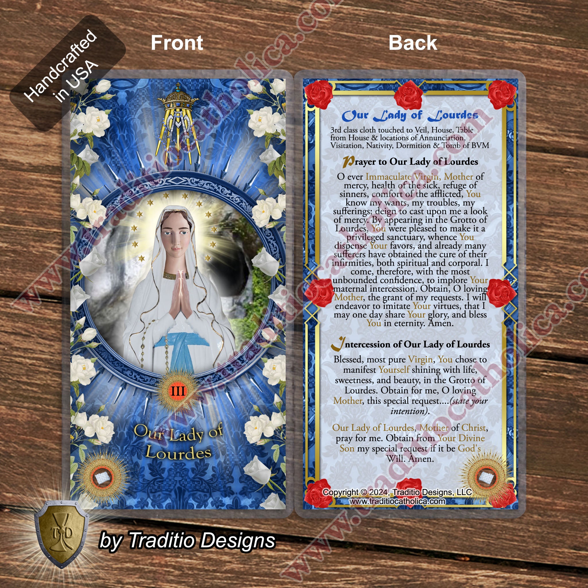 Our Lady of Lourdes Relic Anointing Oil | Touched to 9 Blessed Mother Relics | Oil or Card Set