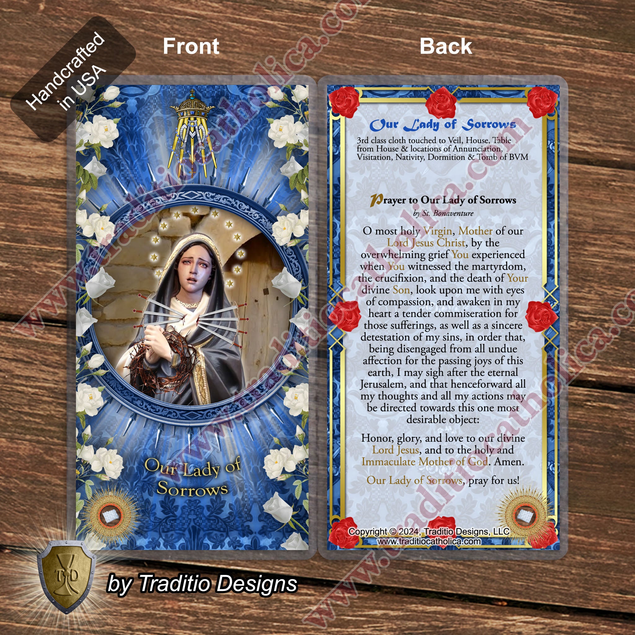 Our Lady of Sorrows Relic Anointing Oil | Touched to 9 Blessed Mother Relics | Oil or Card Set