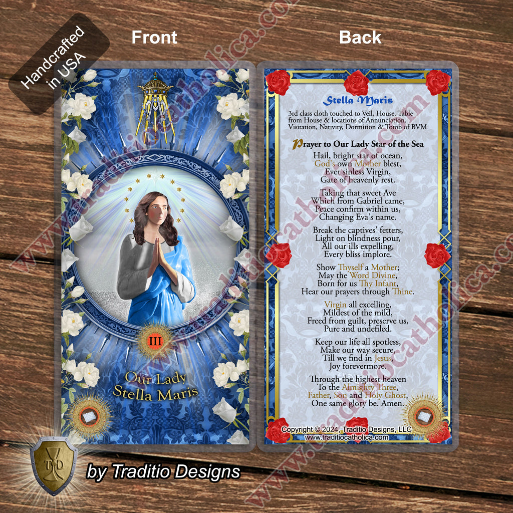 Stella Maris Relic Anointing Oil | Touched to 9 Blessed Mother Relics | Oil or Card Set