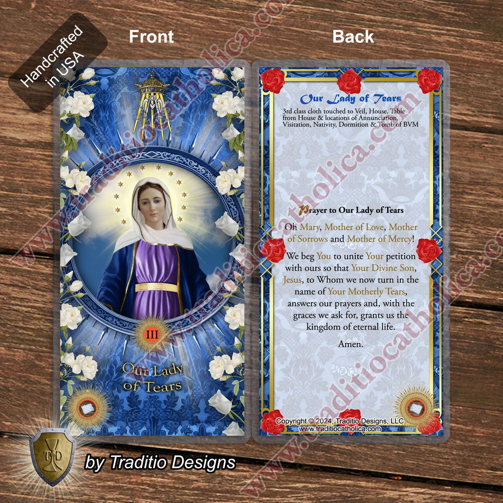 Our Lady of Tears Relic Anointing Oil | Touched to 9 Blessed Mother Relics | Oil or Card Set