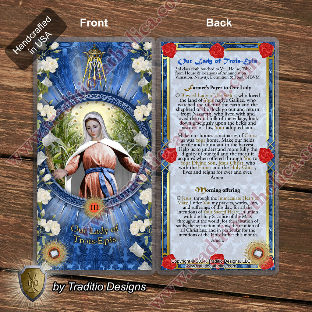 Our Lady of Trois-Epis Relic Anointing Oil | Touched to 9 Blessed Mother Relics | Oil or Card Set