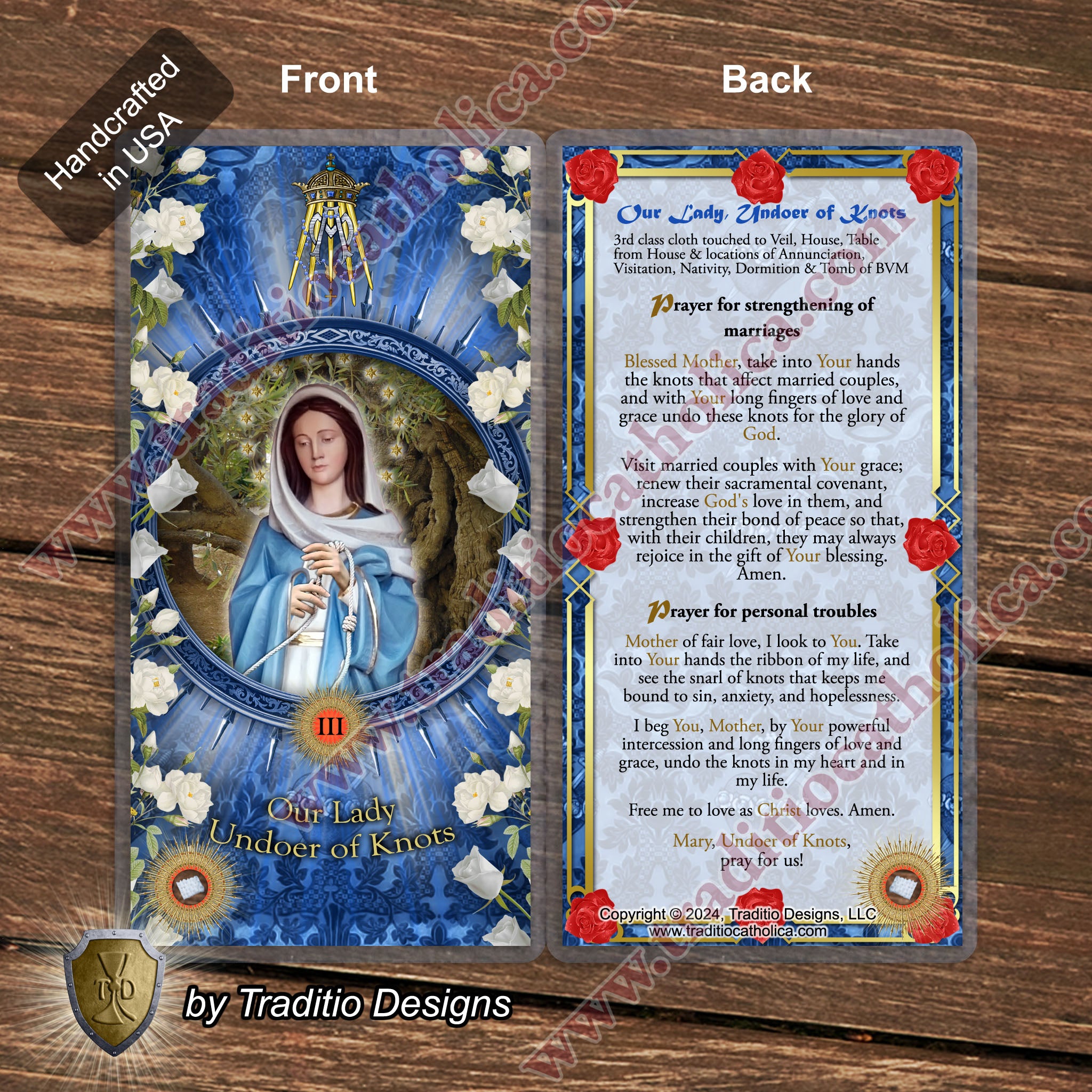 Our Lady Undoer of Knots Relic Anointing Oil | Touched to 9 Blessed Mother Relics | Oil or Card Set
