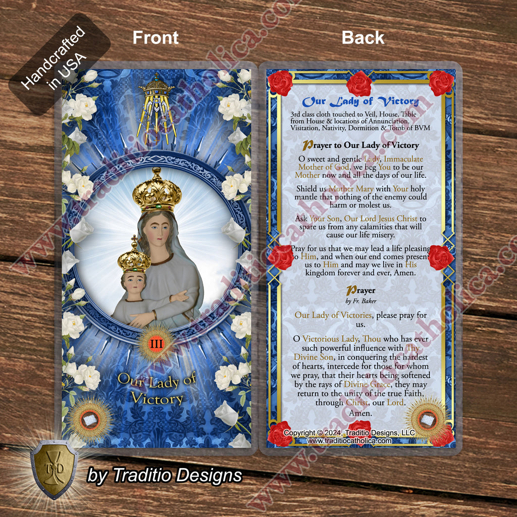 Our Lady of Victory Relic Anointing Oil | Touched to 9 Blessed Mother Relics | Oil or Card Set