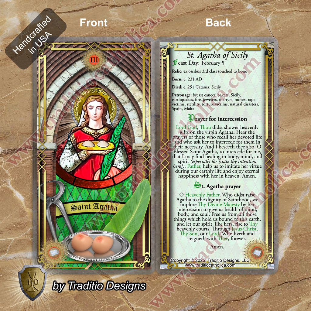 St. Agatha Relic Anointing Oil | Breast Cancer & Women's Health | Oil or Card Set