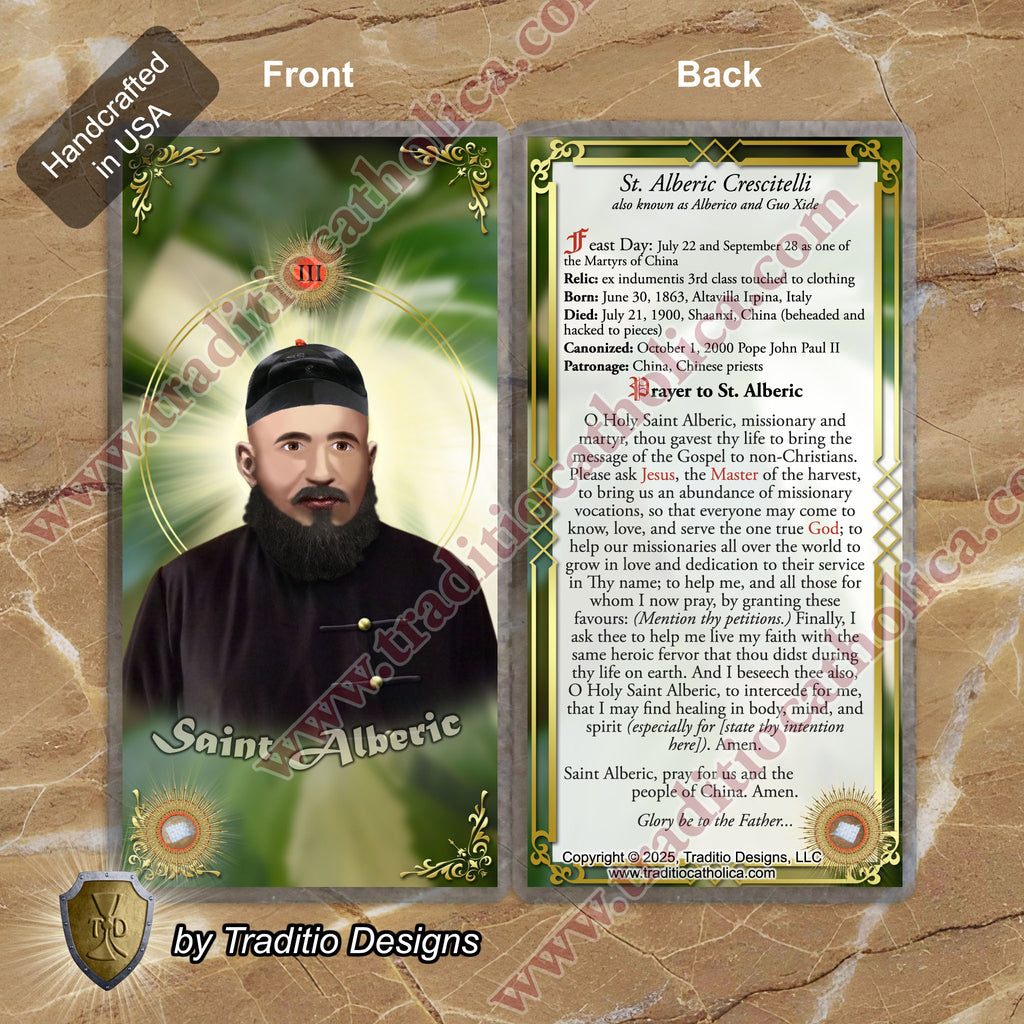 St. Alberic Crescitelli Relic Anointing Oil | Protection & Physical Trauma | Oil or Card Set
