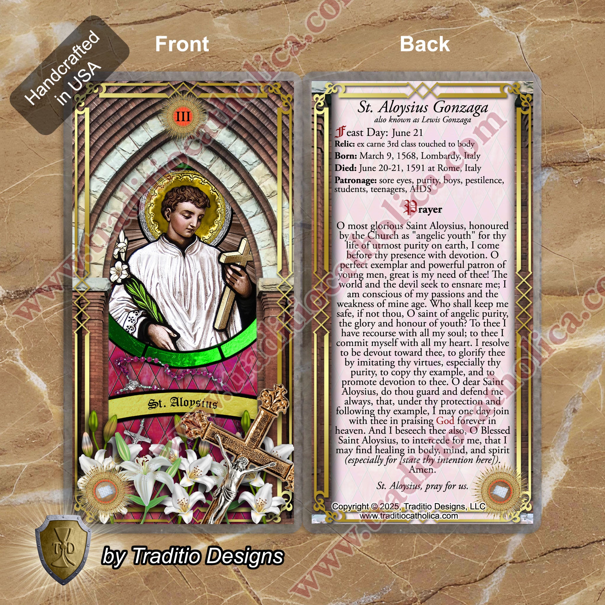 St. Aloysius Gonzaga Relic Anointing Oil | Pandemics & Eye Health | Oil or Card Set