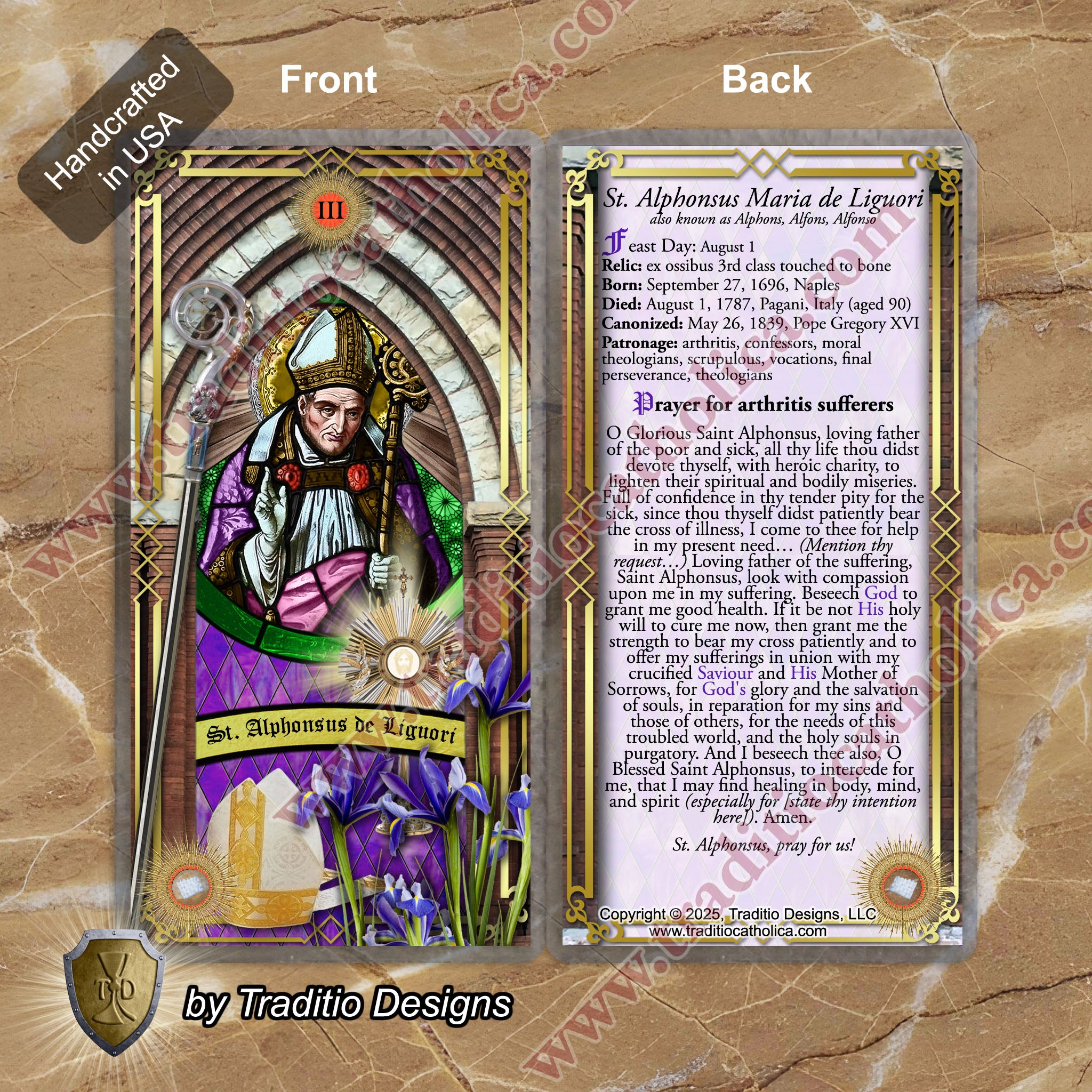 St. Alphonsus Liguori Relic Anointing Oil | Arthritis & Chronic Pain | Oil or Card Set