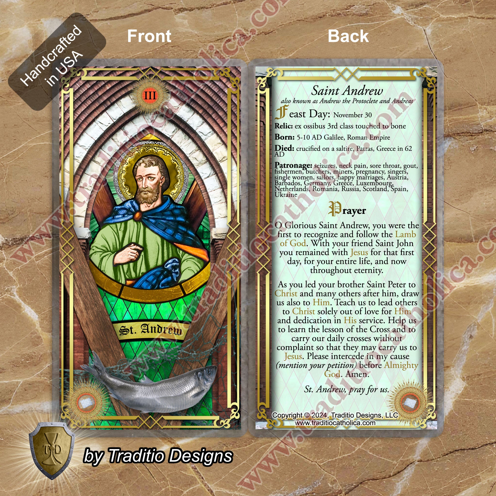 St. Andrew the Apostle Relic Anointing Oil | Seizures & Joint Pain (Gout) | Oil or Card Set