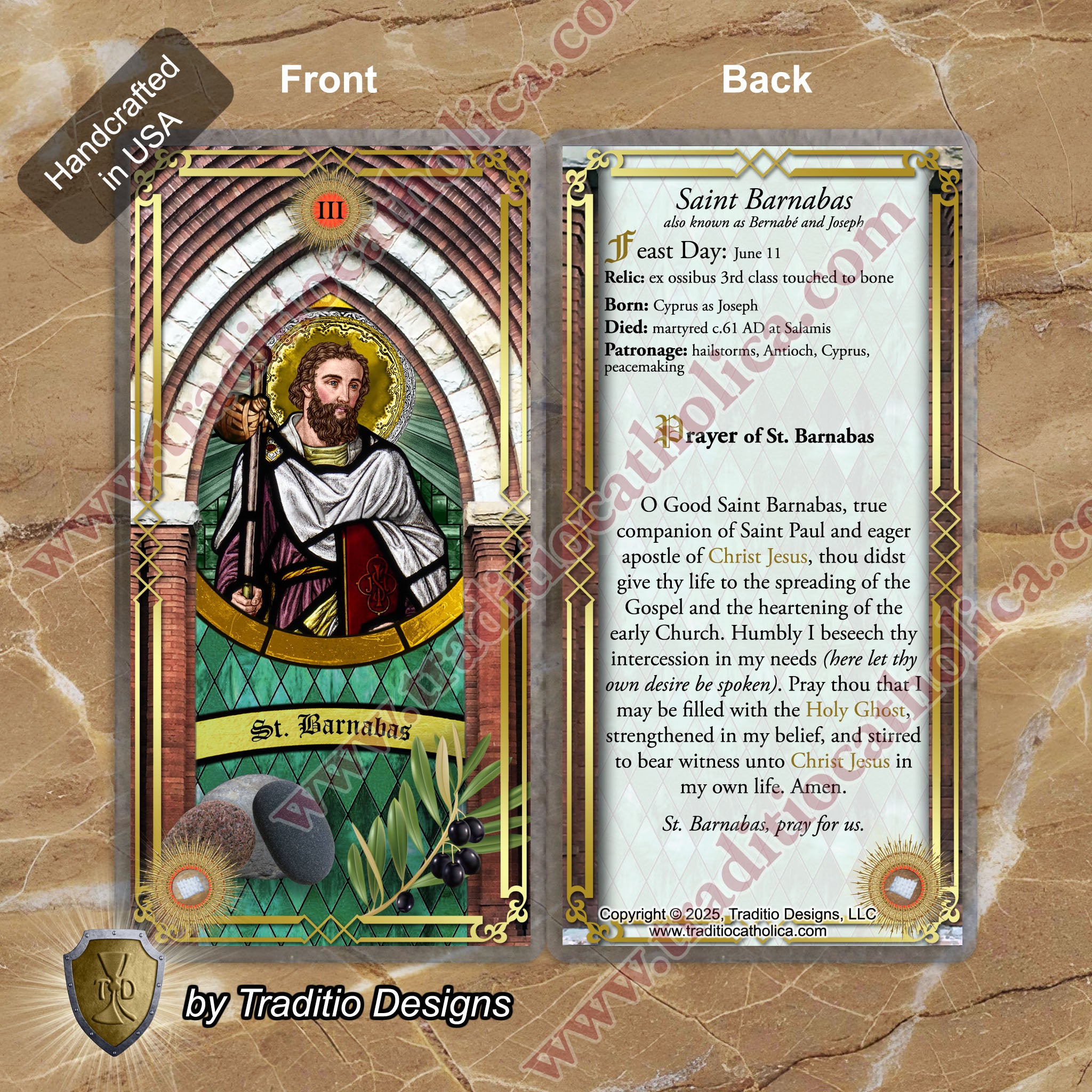 St. Barnabas the Apostle Relic Anointing Oil | Migraines & Peace | Oil or Card Set