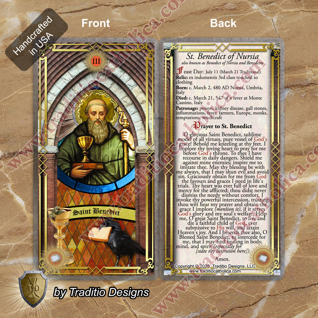 St. Benedict of Nursia Relic Anointing Oil | Protection from Poison & Kidney Health | Oil or Card Set