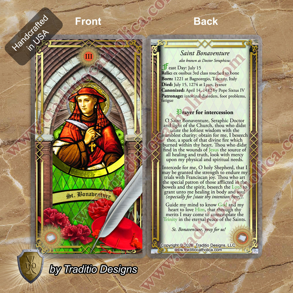 St. Bonaventure Relic Anointing Oil | Intestinal & Digestive Health | Oil or Card Set