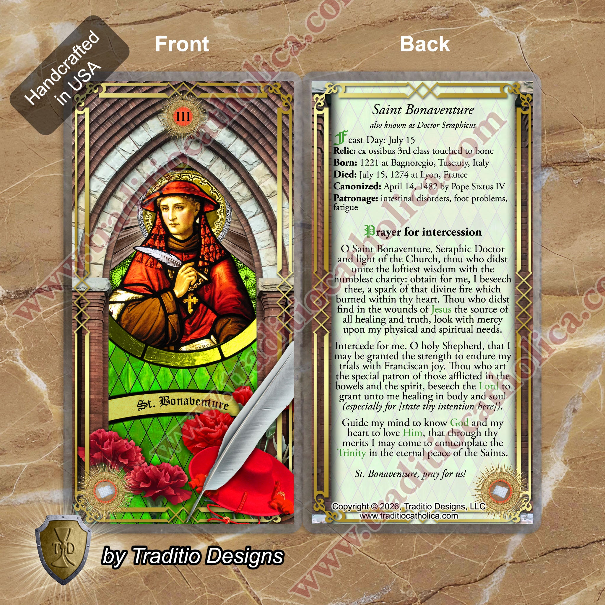 St. Bonaventure Relic Anointing Oil | Intestinal & Digestive Health | Oil or Card Set