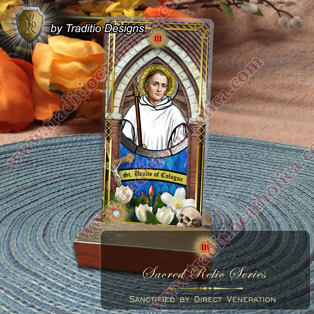 St. Bruno | Spiritual Oppression, Peace of Mind & Sensory Healing | Catholic holy relic card | 3rd Class Relic