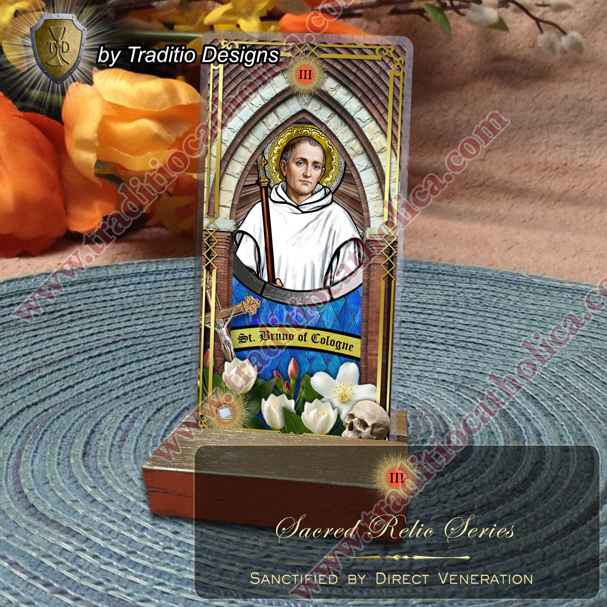 St. Bruno | Spiritual Oppression, Peace of Mind & Sensory Healing | Catholic holy relic card | 3rd Class Relic