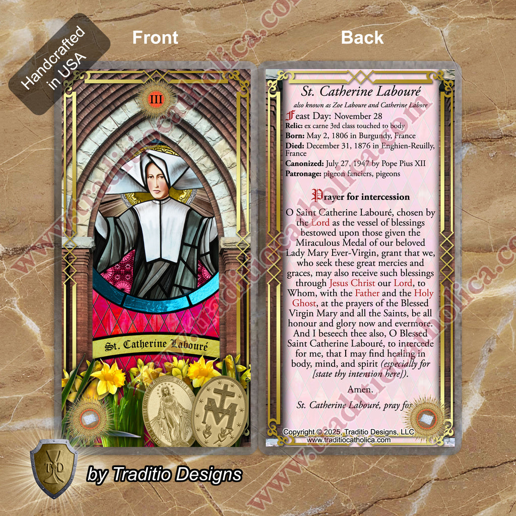 St. Catherine Labouré Relic Anointing Oil | Miraculous Protection & Eye Health | Oil or Card Set