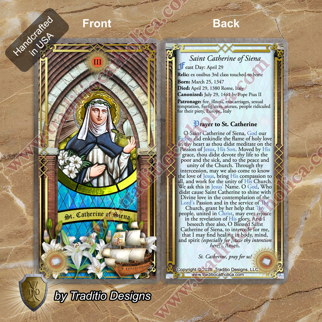 St. Catherine of Siena Relic Anointing Oil | Miscarriage & Protection from Fire | Oil or Card Set