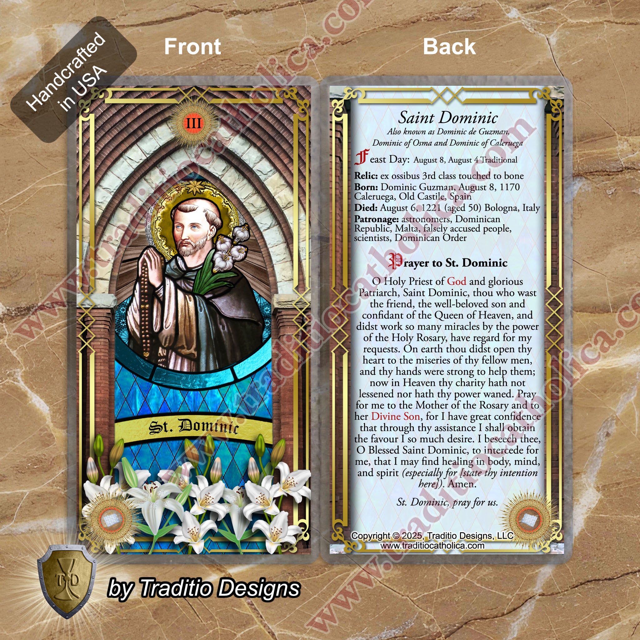 St. Dominic de Guzman Relic Anointing Oil | Truth & Protection of the Falsely Accused | Oil or Card Set