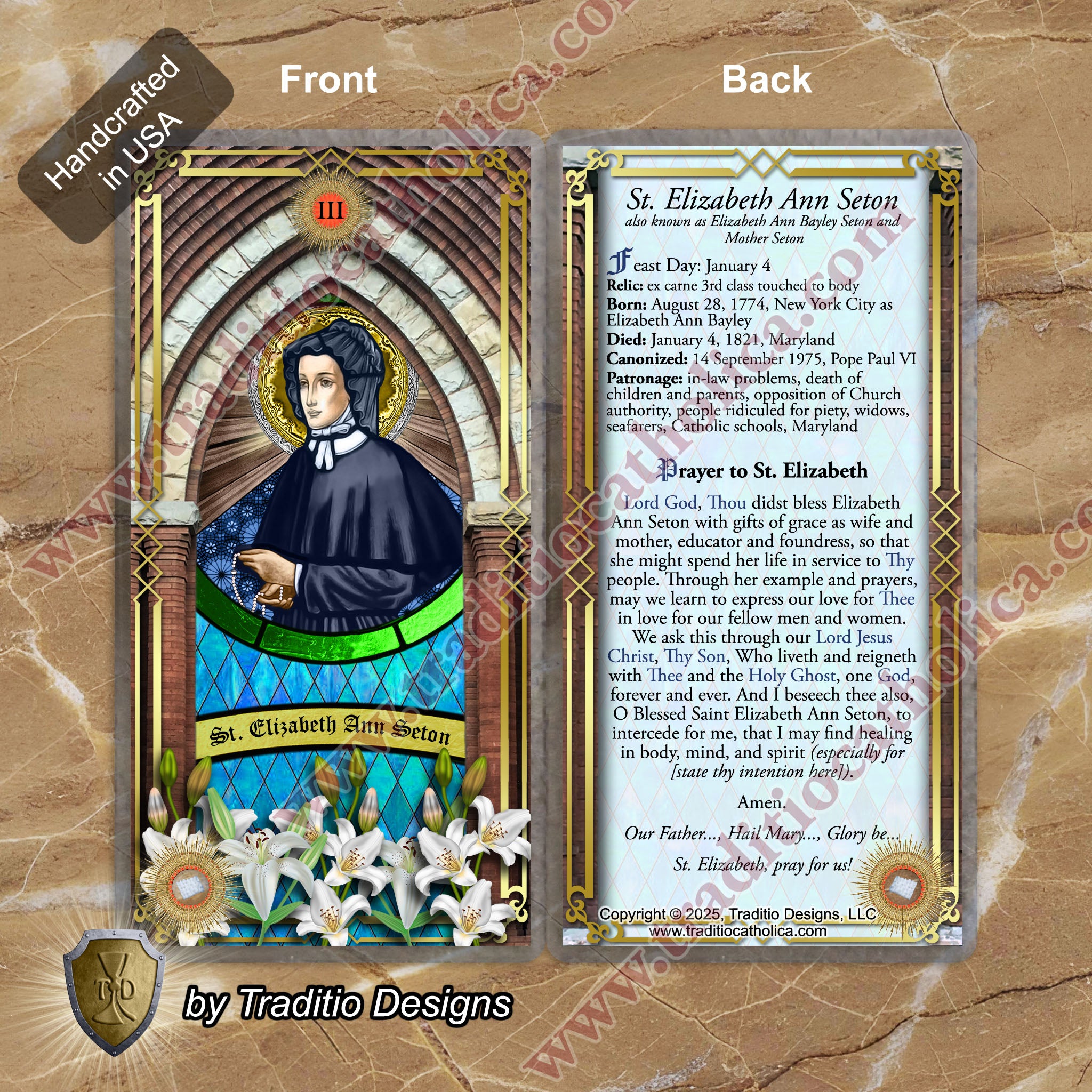 St. Elizabeth Ann Seton Relic Anointing Oil | Grief & Family Peace | Oil or Card Set