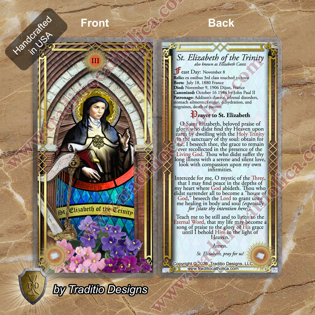 St. Elizabeth of the Trinity Relic Anointing Oil | Addison’s Disease & Chronic Sickness | Oil or Card Set