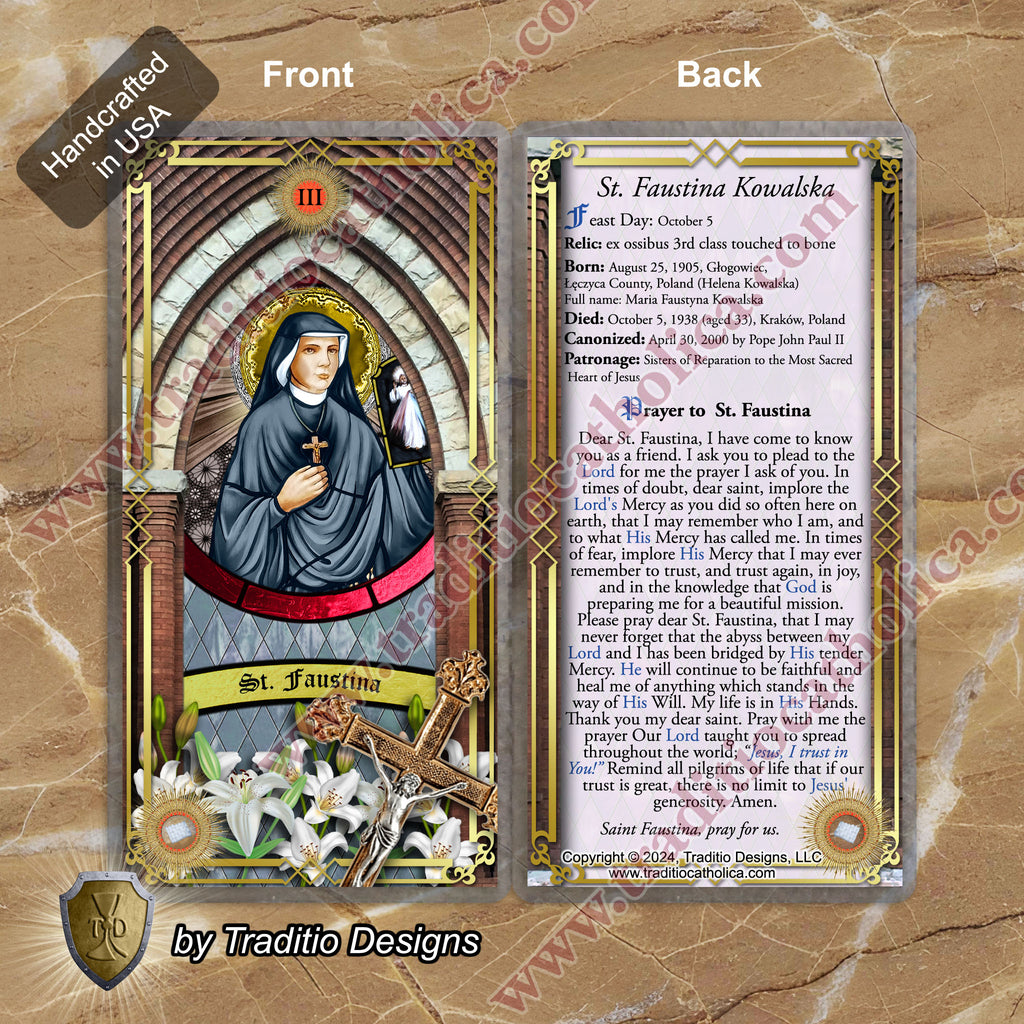 St. Faustina Kowalska Relic Anointing Oil | Divine Mercy & Respiratory Healing | Oil or Card Set