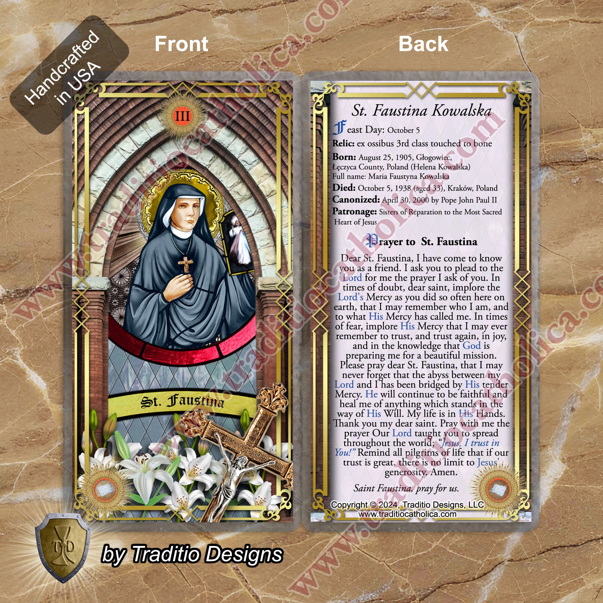 St. Faustina Kowalska Relic Anointing Oil | Divine Mercy & Respiratory Healing | Oil or Card Set
