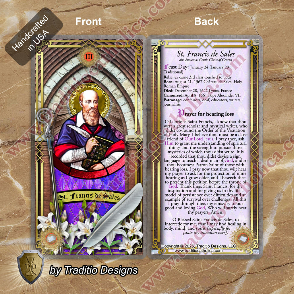 St. Francis de Sales Relic Anointing Oil | Hearing & Communication Health | Oil or Card Set