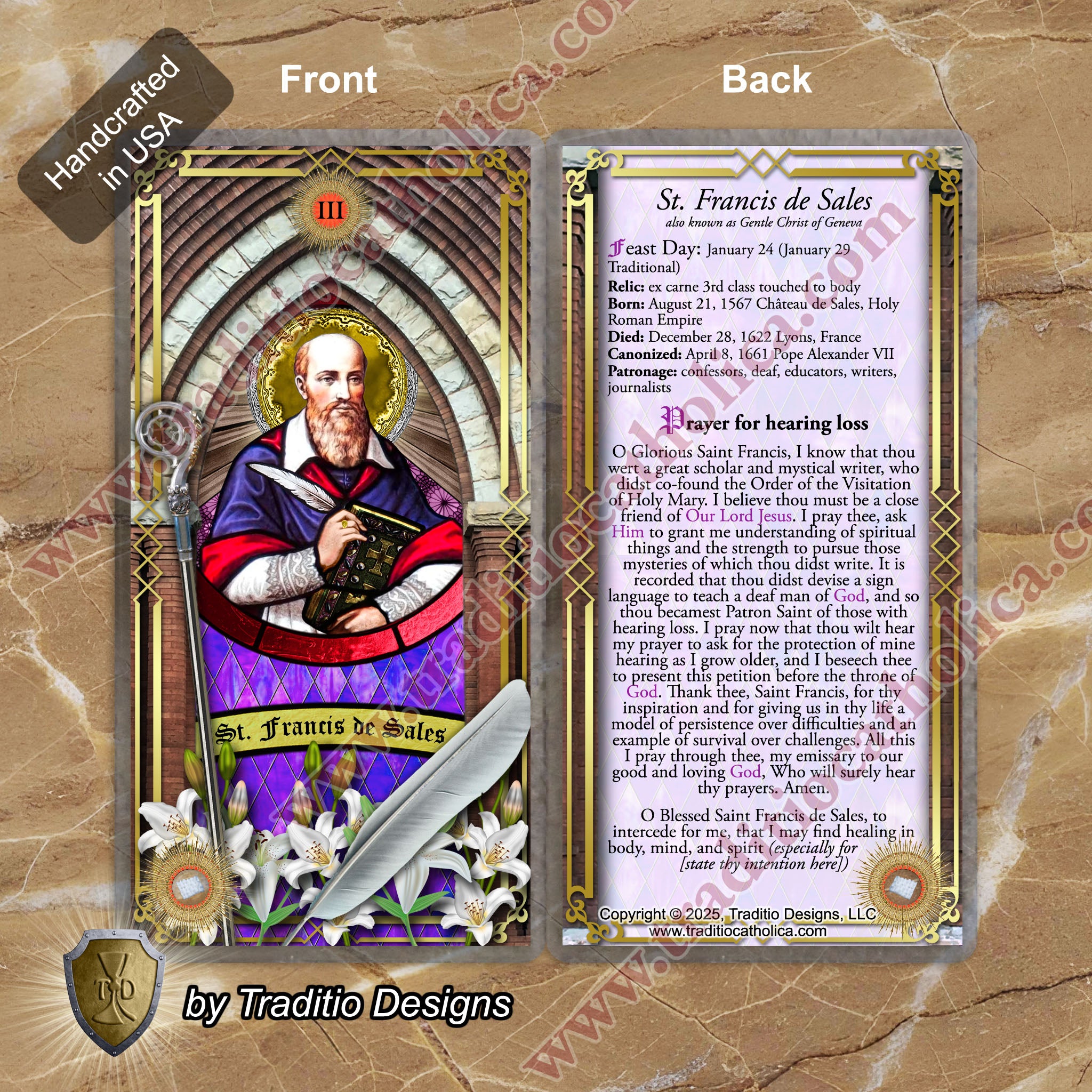 St. Francis de Sales Relic Anointing Oil | Hearing & Communication Health | Oil or Card Set