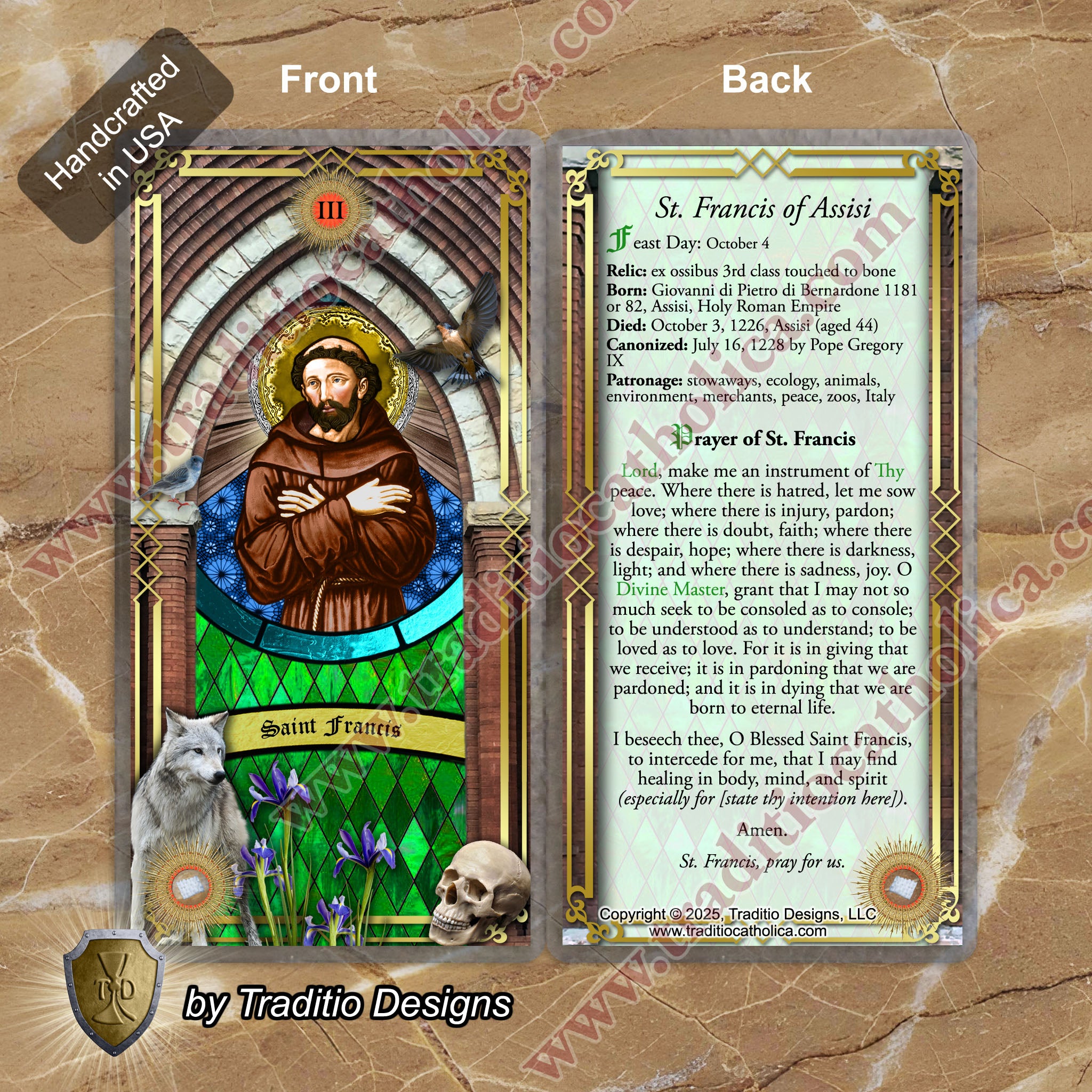 St. Francis of Assisi Relic Anointing Oil | Animals & Eye Health | Oil or Card Set